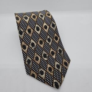 Christian Dior blue and tan diamond tie 59.5 in long 4 in wide